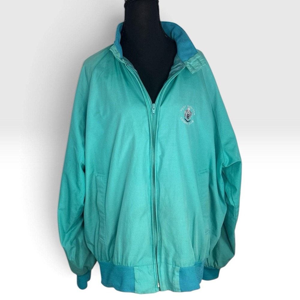 Vintage Wilson Staff Fort Madison Country Club Golf Jacket XL Teal 80s 90s